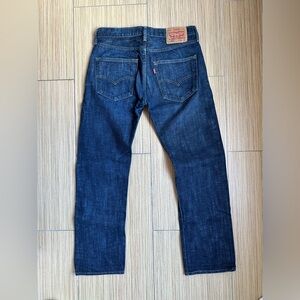 Levi 501 button fly straight leg classic blue jeans